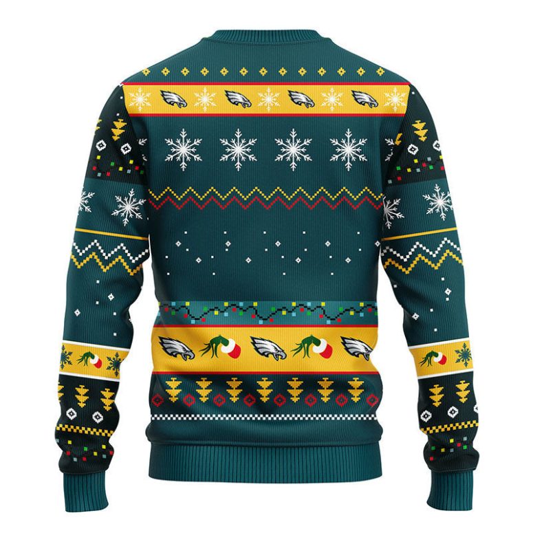 Philadelphia Eagles 12 Grinch Xmas Day Ugly Christmas Sweater
