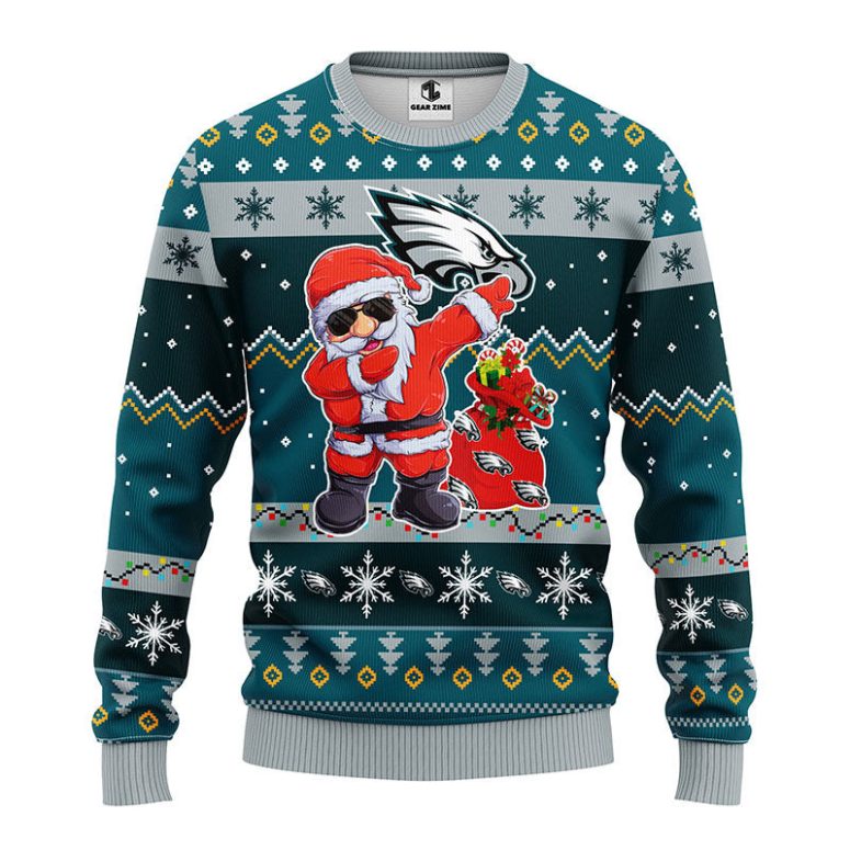 Philadelphia Eagles Dabbing Santa Claus Ugly Christmas Sweater