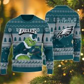 Philadelphia Eagles Grinch Stolen Ugly Christmas Sweater - TeeUgly