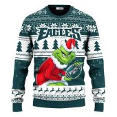 Philadelphia Eagles Grinch Ugly Christmas Sweater - TeeUgly