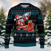 Philadelphia Eagles Santa Claus Ugly Christmas Sweater Front - TeeUgly