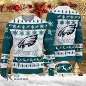 Philadelphia Eagles Snowflakes and Eagles Logo Ugly Christmas Sweater