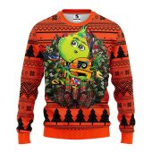 Philadelphia Flyers Grinch Hug Ugly Christmas Sweater - TeeUgly