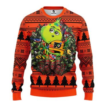 Philadelphia Flyers Grinch Hug Ugly Christmas Sweater