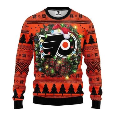 Philadelphia Flyers Santa Hat On Logo Ugly Christmas Sweater