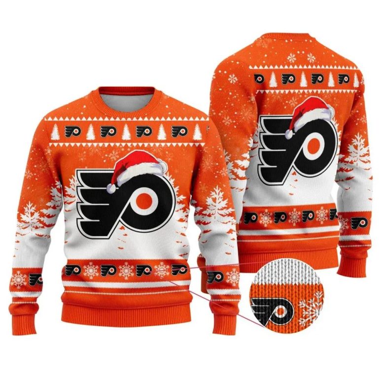 Philadelphia Flyers Santa Hat Ugly Christmas Sweater
