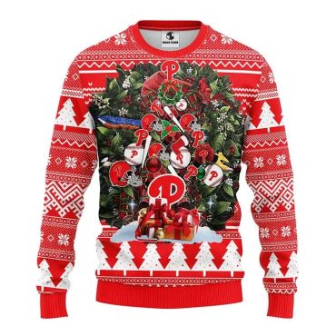 Philadelphia Phillies Christmas Tree Baseball Ugly Christmas Sweater