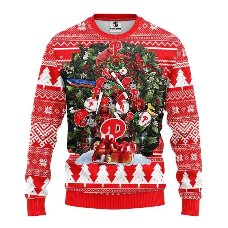 Philadelphia Phillies Christmas Tree Baseball Ugly Christmas Sweater