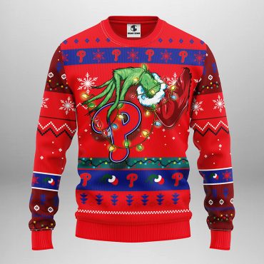 Philadelphia Phillies Grinch Hand Ugly Christmas Sweater