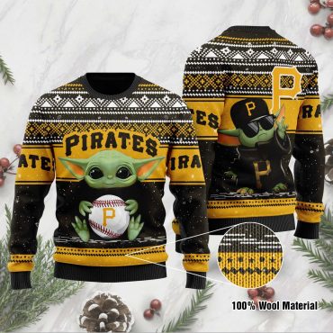 Pittsburgh Pirates Baby Yoda Baseball Holiday Ugly Christmas Sweater