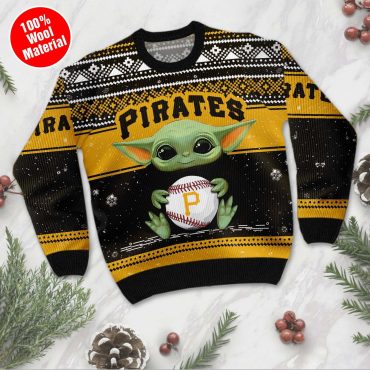 Pittsburgh Pirates Baby Yoda Baseball Holiday Ugly Christmas Sweater