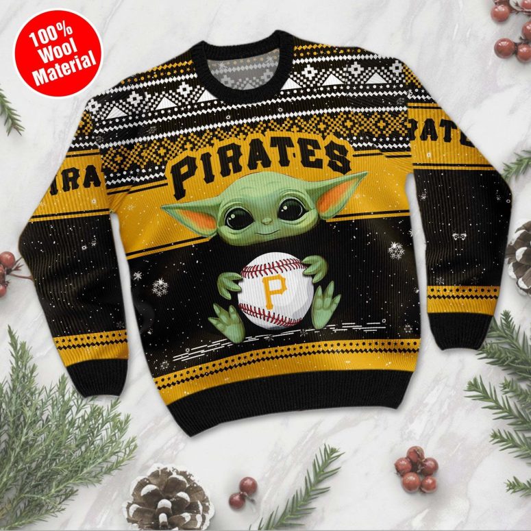 Pittsburgh Pirates Baby Yoda Baseball Holiday Ugly Christmas Sweater
