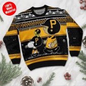 Pittsburgh Pirates Snoopy Holiday Baseball Ugly Christmas Sweater Front - TeeUgly