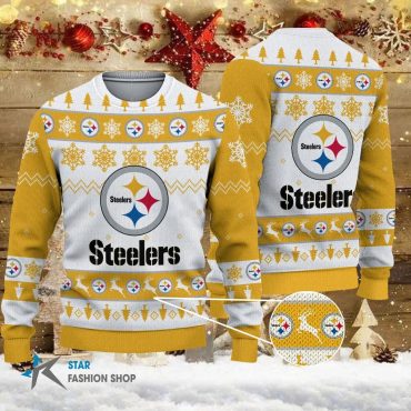 Pittsburgh Steelers Classic Gold Snowflake Ugly Christmas Sweater