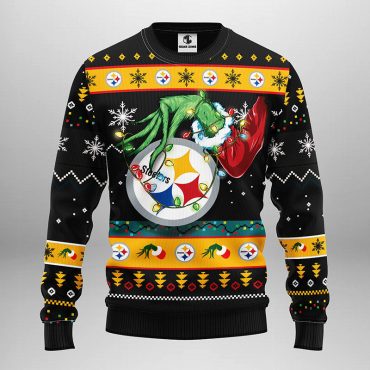 Pittsburgh Steelers Grinch Hand Ugly Christmas Sweater