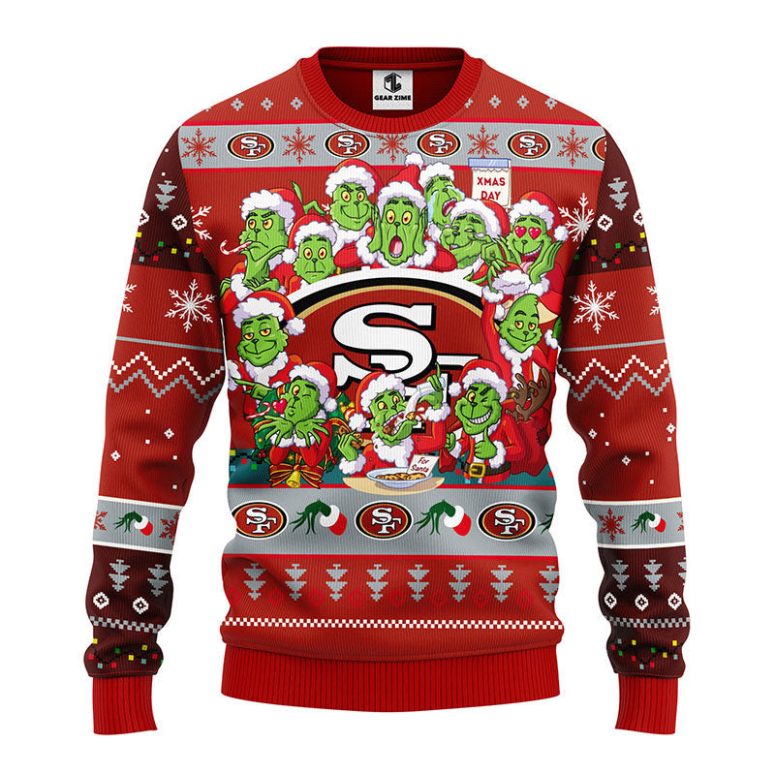 San Francisco 49ers 12 Grinch Xmas Day Ugly Christmas Sweater