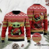San Francisco 49ers Baby Yoda Christmas Cheer Ugly Christmas Sweater - TeeUgly