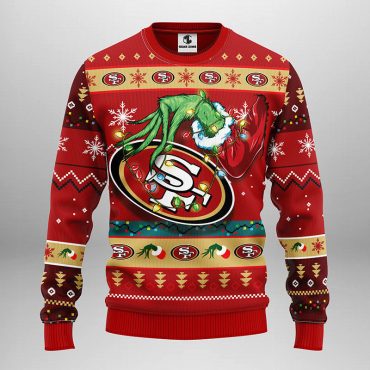 San Francisco 49ers Grinch Hug Ugly Christmas Sweater