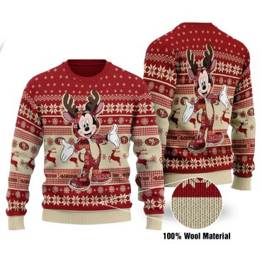 San Francisco 49ers Mickey Mouse Reindeer Ugly Christmas Sweater