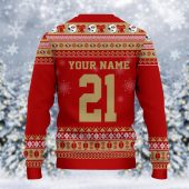 San Francisco 49ers Mickey Mouse Santa Ugly Christmas Sweater Back - TeeUgly