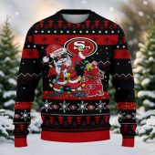 San Francisco 49ers Santa Claus Dabbing Ugly Christmas Sweater Front - TeeUgly