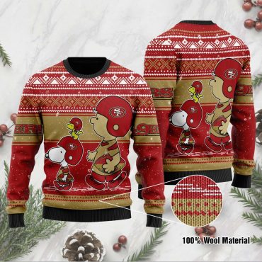 San Francisco 49ers Snoopy and Woodstock Football Ugly Christmas Sweater