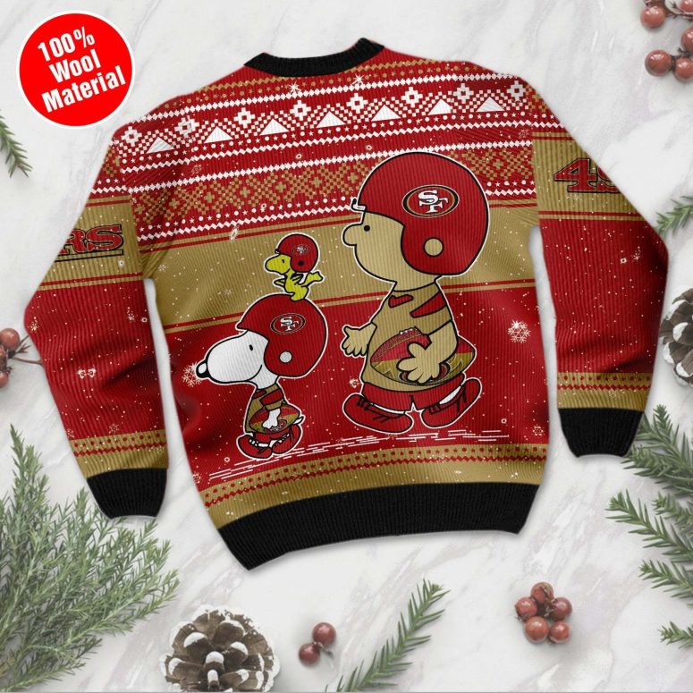 San Francisco 49ers Snoopy and Woodstock Football Ugly Christmas Sweater