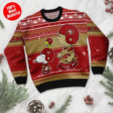 San Francisco 49ers Snoopy and Woodstock Football Ugly Christmas Sweater