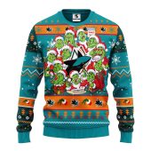 San Jose Sharks 12 Grinch Xmas Day Ugly Christmas Sweater - TeeUgly