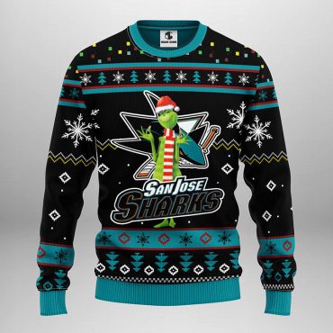 San Jose Sharks Funny Grinch Ugly Christmas Sweater