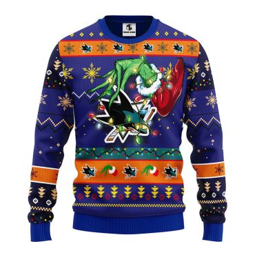 San Jose Sharks Grinch Hand Ugly Christmas Sweater
