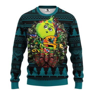 San Jose Sharks Grinch Hug Ugly Christmas Sweater