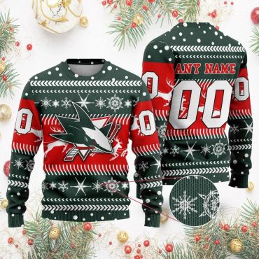 San Jose Sharks Personalized Name & Number Ugly Christmas Sweater