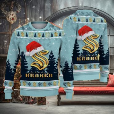 Seattle Kraken Holiday Snowfall Ugly Christmas Sweater