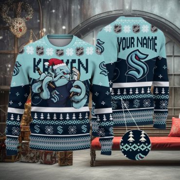 Seattle Kraken Santa's Icebreaker Ugly Christmas Sweater