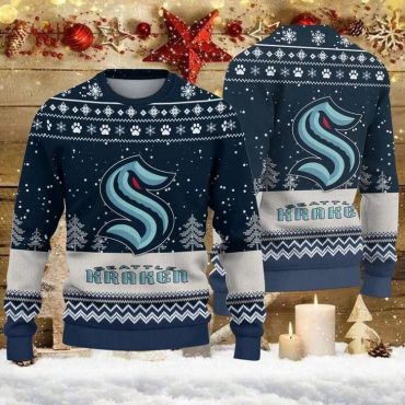 Seattle Kraken Snowy Depths Ugly Christmas Sweater