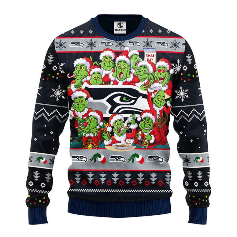 Seattle Seahawks 12 Grinch Xmas Day Ugly Christmas Sweater