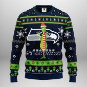 Seattle Seahawks Funny Grinch Ugly Christmas Sweater - TeeUgly