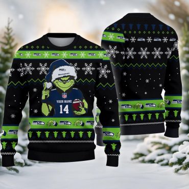Seattle Seahawks Grinch Football Holiday Ugly Christmas Sweater