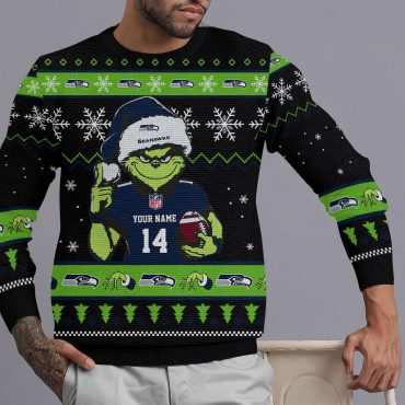 Seattle Seahawks Grinch Football Holiday Ugly Christmas Sweater
