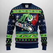Seattle Seahawks Grinch Hand Ugly Christmas Sweater - TeeUgly