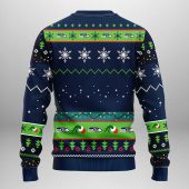 Seattle Seahawks Grinch Hand Ugly Christmas Sweater Back - TeeUgly