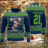Seattle Seahawks Mickey Mouse Santa Ugly Christmas Sweater - TeeUgly