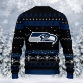 Seattle Seahawks Santa Claus Ugly Christmas Sweater Back - TeeUgly