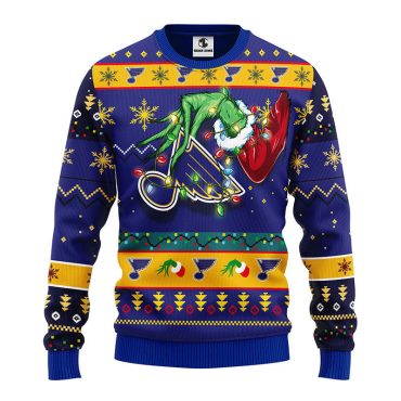 St. Louis Blues Grinch Hand Ugly Christmas Sweater