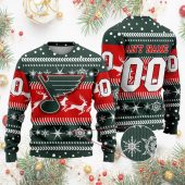 St. Louis Blues Personalized Name & Number Ugly Christmas Sweater