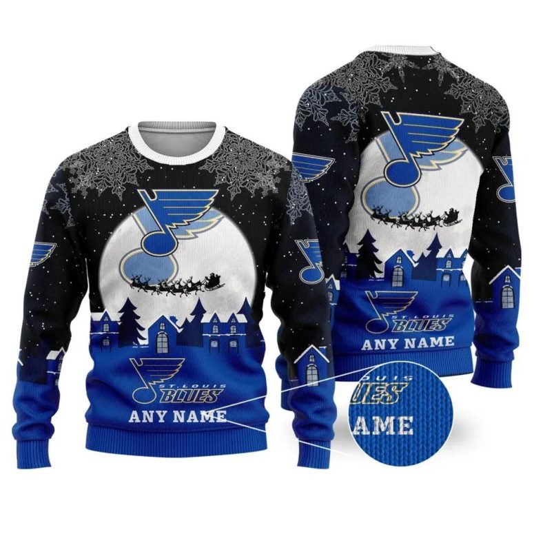 St. Louis Blues Personalized Name Ugly Christmas Sweater