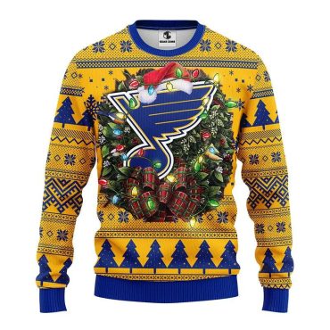 St. Louis Blues Santa Hat On Logo Ugly Christmas Sweater