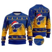 St. Louis Blues Santa Hat Ugly Christmas Sweater