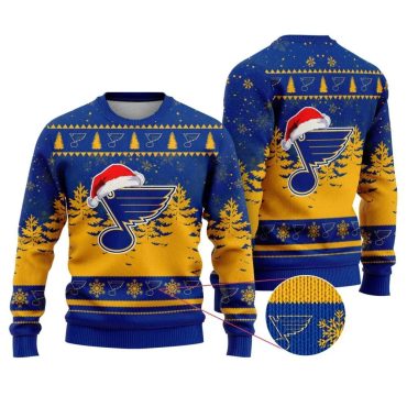 St. Louis Blues Santa Hat Ugly Christmas Sweater